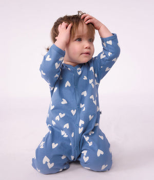 Petit Bateau Snap Footie in Blue Hearts