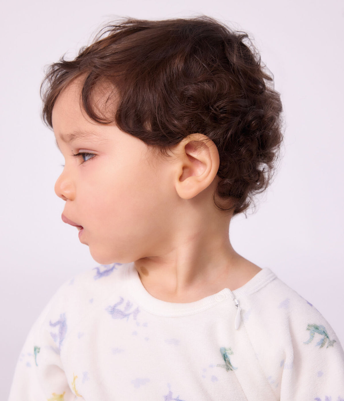 Petit Bateau Velour Side Zip Footie in Dinosaur