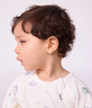 Petit Bateau Velour Side Zip Footie in Dinosaur