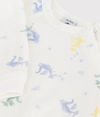 Petit Bateau Velour Side Zip Footie in Dinosaur
