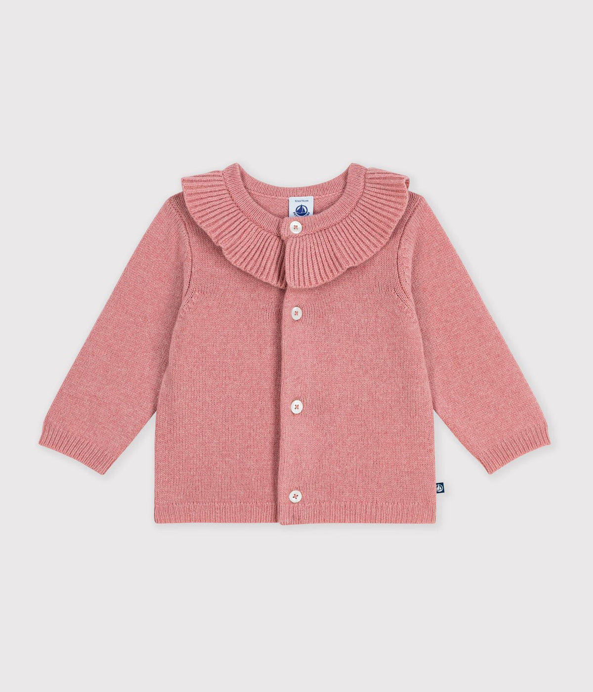 Petit Bateau Knit Cardigan with Collar in Pink