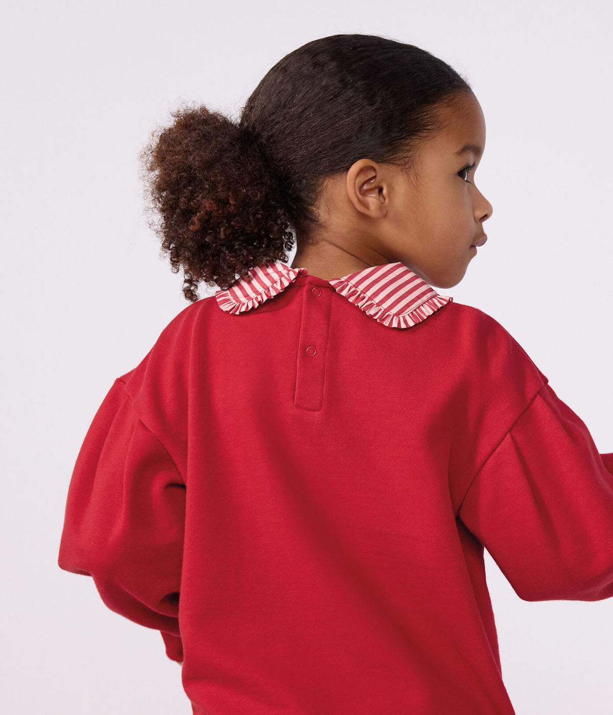 Petit Bateau Sweatshirt with Striped Collar in Red