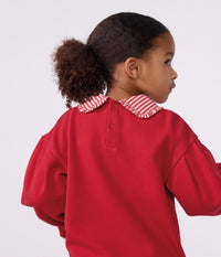 Petit Bateau Sweatshirt with Striped Collar in Red