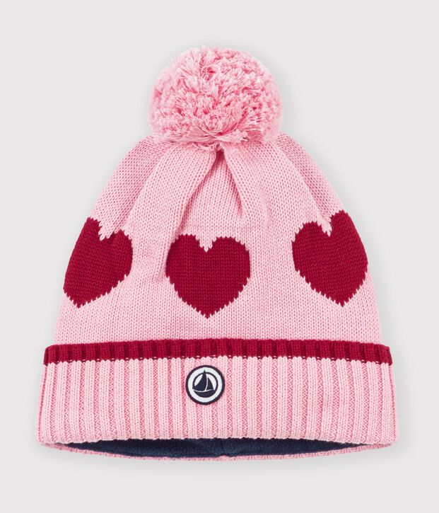 Petit Bateau Hat in Pink Hearts