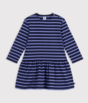 Petit Bateau Dress in Navy & Purple Stripe