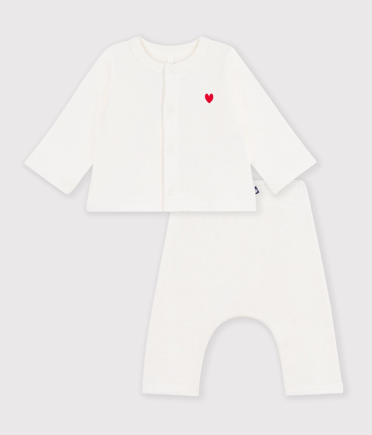 Petit Bateau Cardigan Set with Heart in White