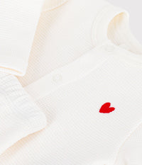 Petit Bateau Cardigan Set with Heart in White