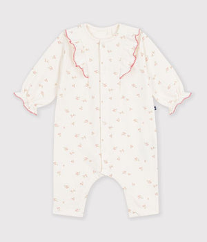 Petit Bateau Ruffle Romper in Cream Floral