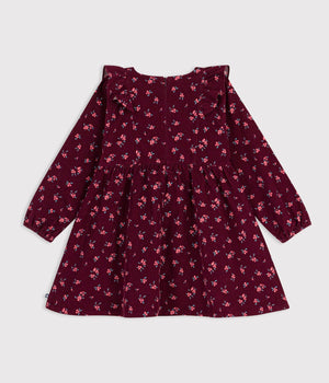 Petit Bateau Corduroy Dress in Burgundy Floral