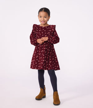 Petit Bateau Corduroy Dress in Burgundy Floral