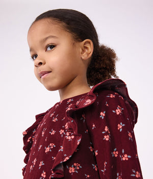Petit Bateau Corduroy Dress in Burgundy Floral