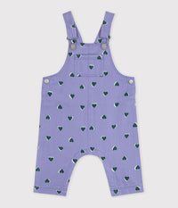 Petit Bateau Heart Print Overall in Purple/Green