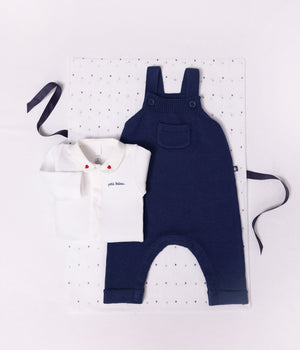 Petit Bateau Knit Overalls in Navy