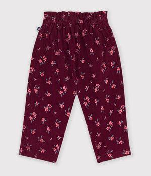 Petit Bateau Corduroy Pant in Burgundy Floral