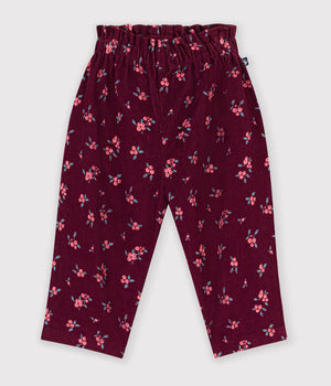 Petit Bateau Corduroy Pant in Burgundy Floral