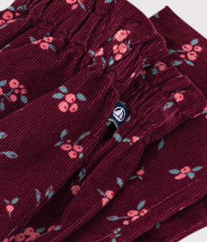Petit Bateau Corduroy Pant in Burgundy Floral