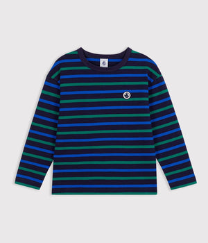Petit Bateau Breton Stripe Shirt in Navy/Green Stripe