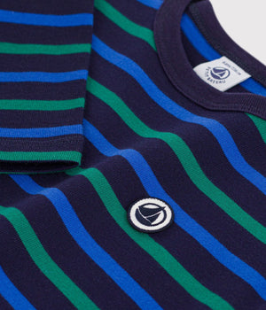 Petit Bateau Breton Stripe Shirt in Navy/Green Stripe