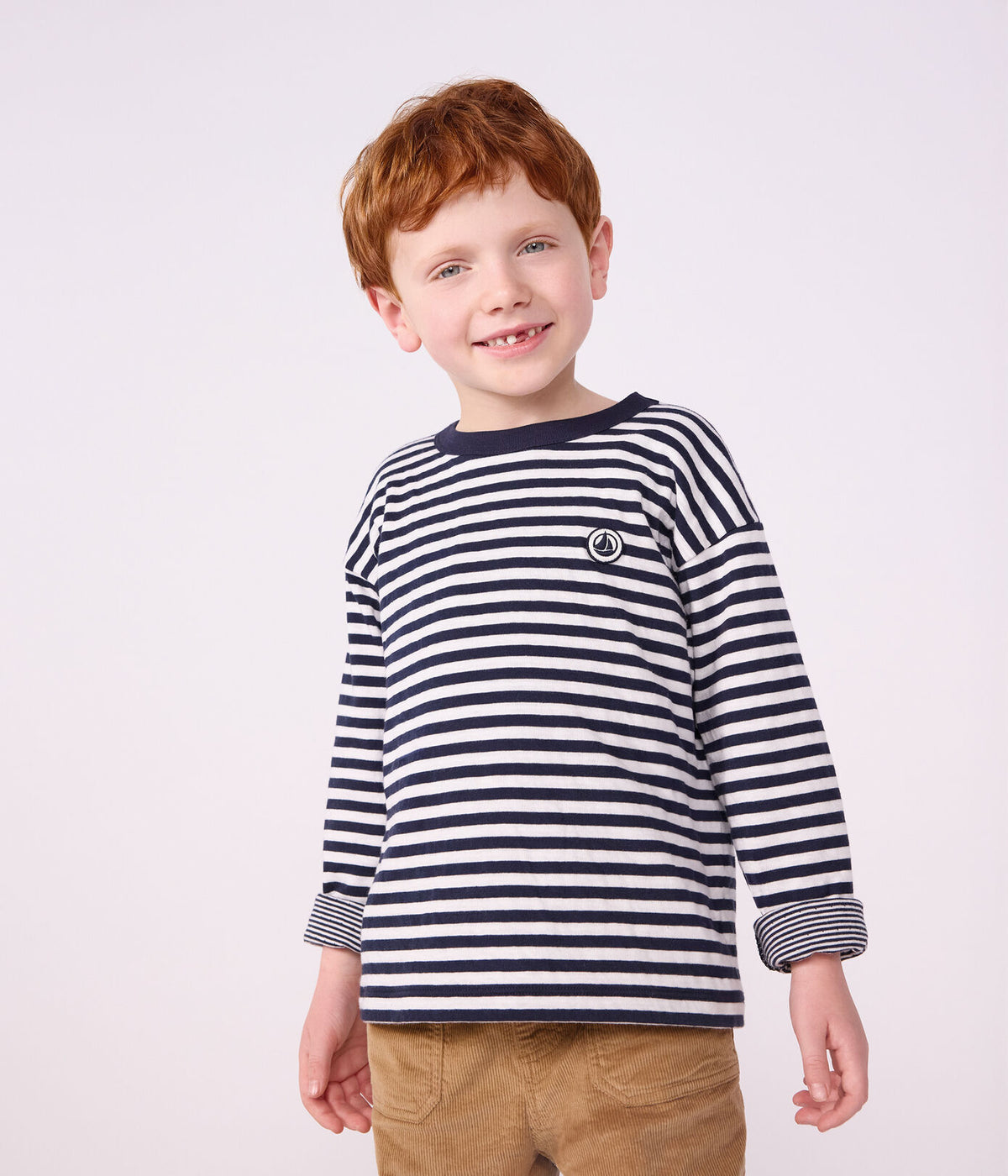 Petit Bateau Long Sleeve Shirt in Navy Stripe