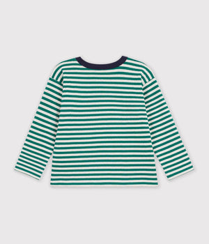 Petit Bateau Long Sleeve Shirt in Green Stripe