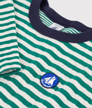 Petit Bateau Long Sleeve Shirt in Green Stripe