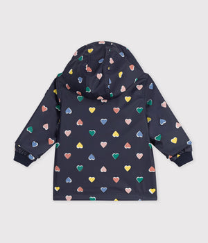 Petit Bateau Baby Rain Jacket in Navy Hearts