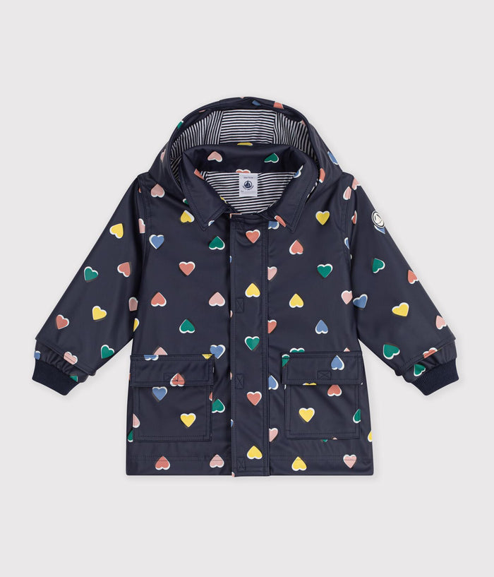 Petit Bateau Rain Jacket in Navy Hearts
