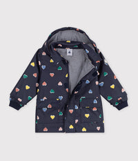 Petit Bateau Baby Rain Jacket in Navy Hearts