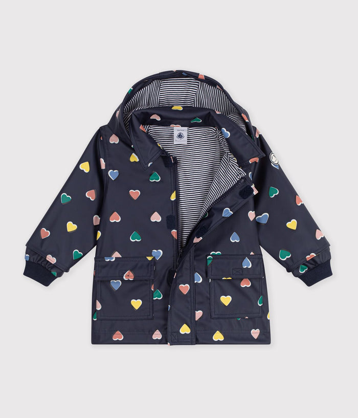Petit Bateau Rain Jacket in Navy Hearts