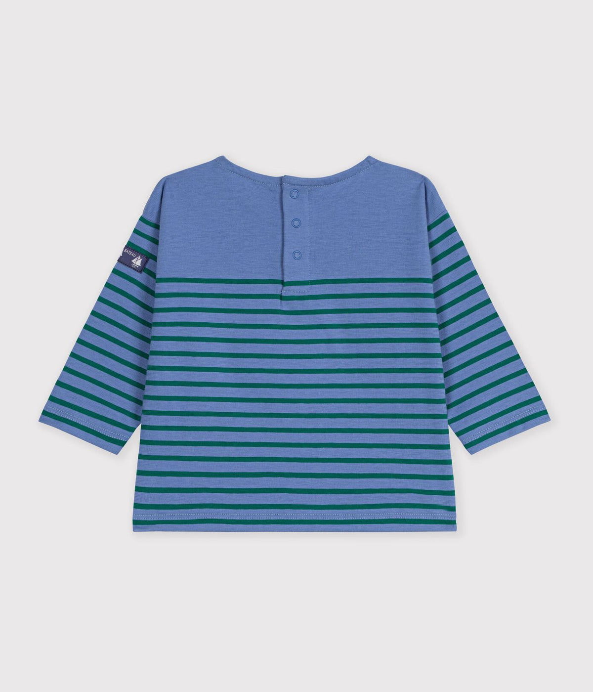 Petit Bateau Tee in Blue/Green Stripe