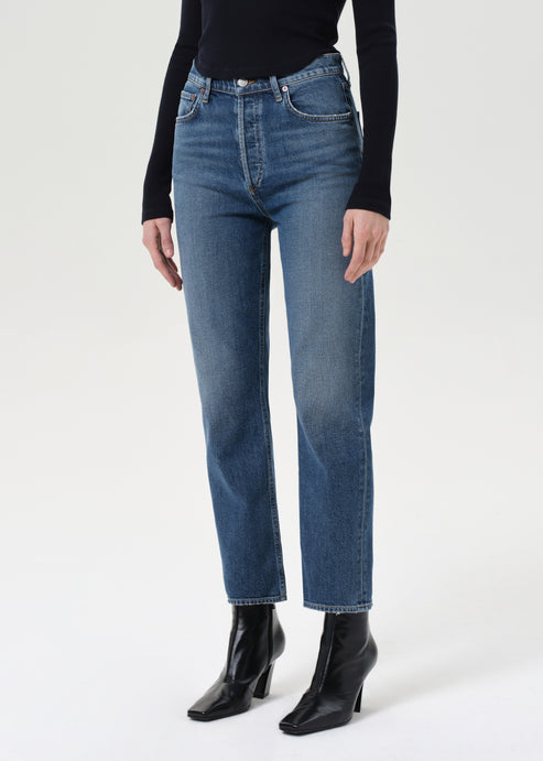 Agolde 90s Pinch Waist Crop Jean in Overcast