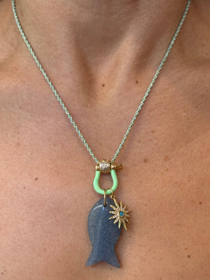 Forever Blythe Gemstone Single Fish Pendant Necklace - Assorted