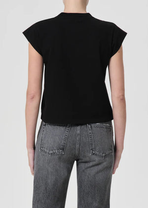 Agolde Bryce Cap Sleeve Tee in Black