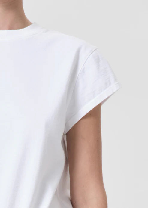 Agolde Bryce Cap Sleeve Tee in White