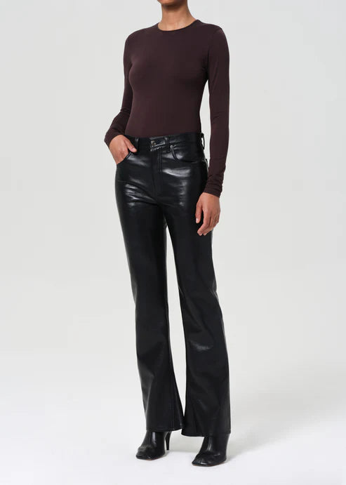 Agolde Aura Long Sleeve Bodysuit in Chocolate