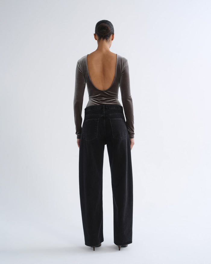 AGOLDE Corrin Scoop Back Bodysuit in Truffle