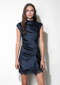Ryann Mock Neck Lace Hem Mini Dress