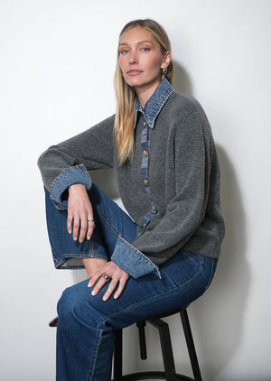 Romi Mixed Media Button Down Sweater