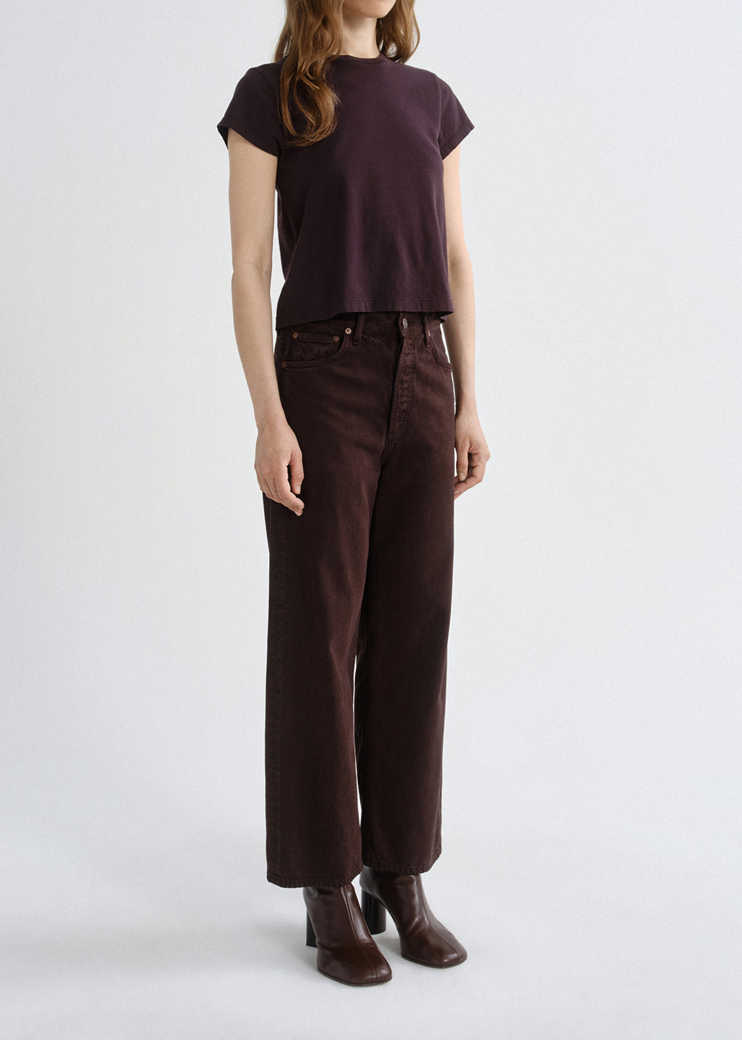 Agolde Ren High Rise Wide Leg Pant in Sloe Berry