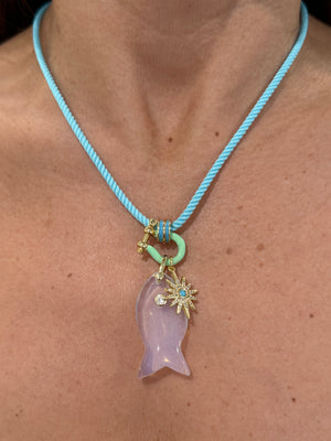 Forever Blythe Gemstone Single Fish Pendant Necklace - Assorted