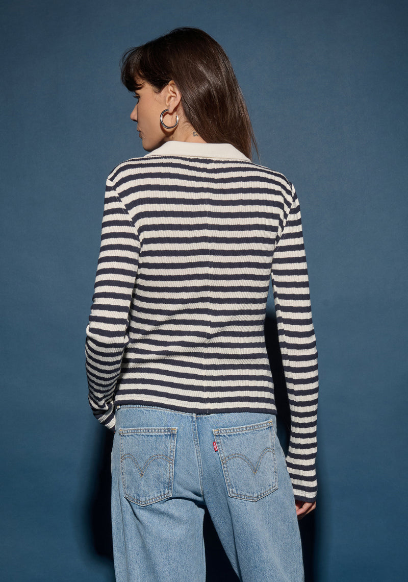 Nation Ltd Ami Henley in Pointelle Stripe