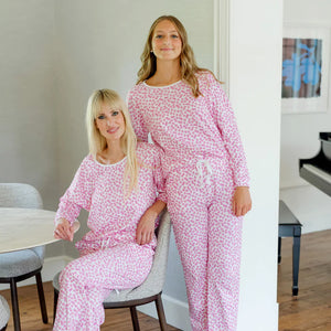 Lila + Hayes Women's Audrey Set in Pink Confetti Hearts