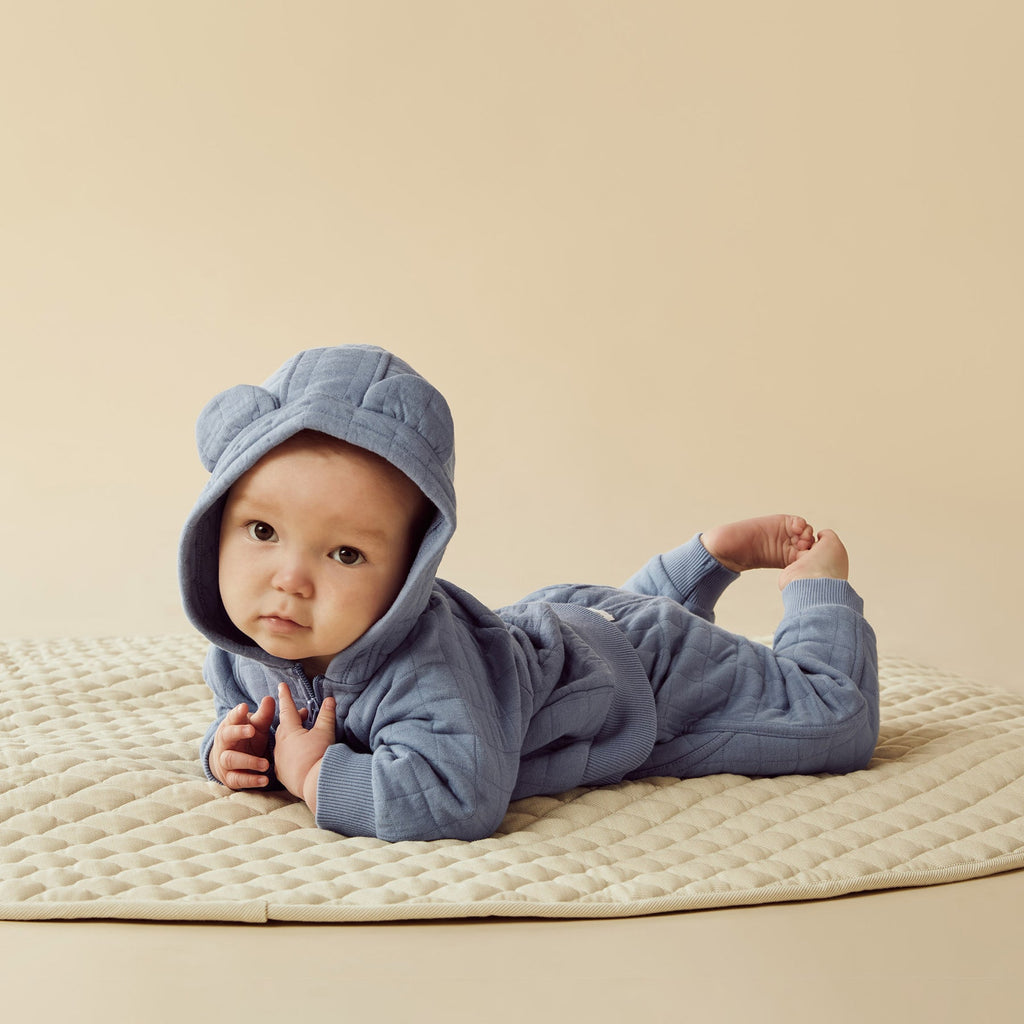 Wilson + Frenchy Organic Quilted Hooded Sweatshirt in Sky Blue