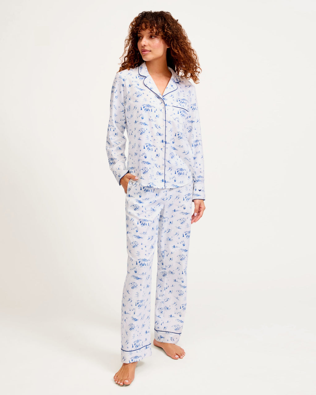 Petite Plume Women's Twill Pajama In Chalet Toile