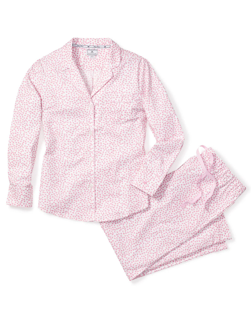 Petite Plume Women's Twill Pajama Set in Sweethearts