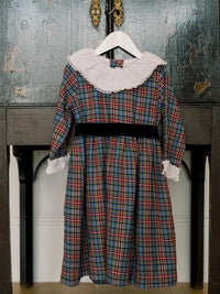 La Coqueta Aurelia Dress in Blue Tartan