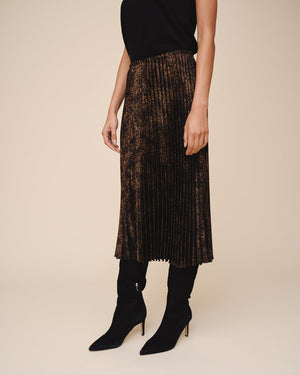 Bella Dahl Pleated Skirt in Micro Leopard