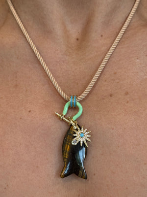 Forever Blythe Gemstone Single Fish Pendant Necklace - Assorted