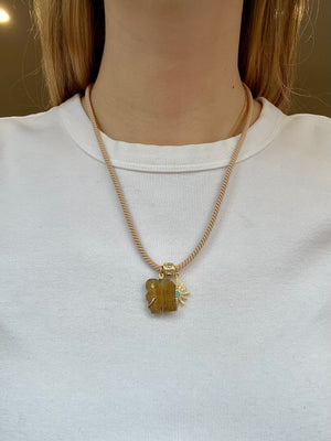 Forever Blythe Vintage Elephant Pendant in Tiger's Eye/Sand/Blue Star