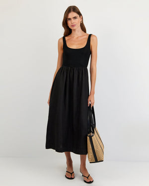 Bella Dahl Sleeveless Knit Combo Dress in Black